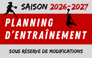 Planning d'entraînements 2026-2027